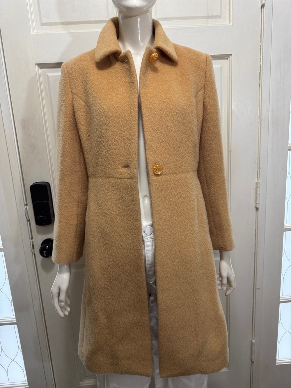 Alpaca vintage Timeless Classic Camel Wool-Blend Coat Elegant Women's Outerwear